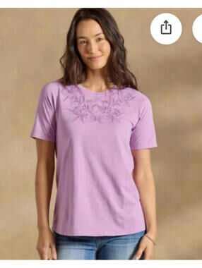 Sundance‎ lilac/purple sz S cotton embroidered boho tee shirt DD